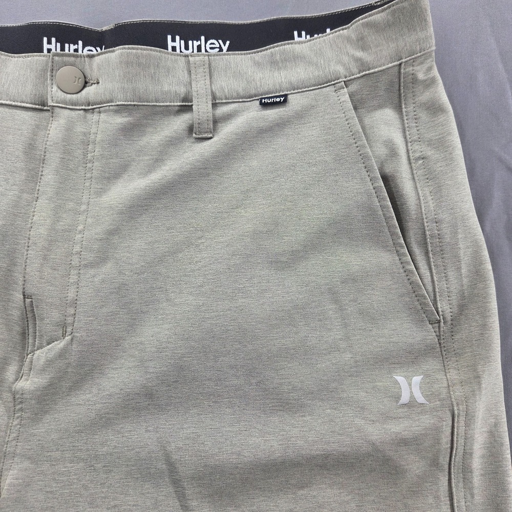 Hurley Mens 38 Gray Green Hybrid Flat Front Bermuda Shorts